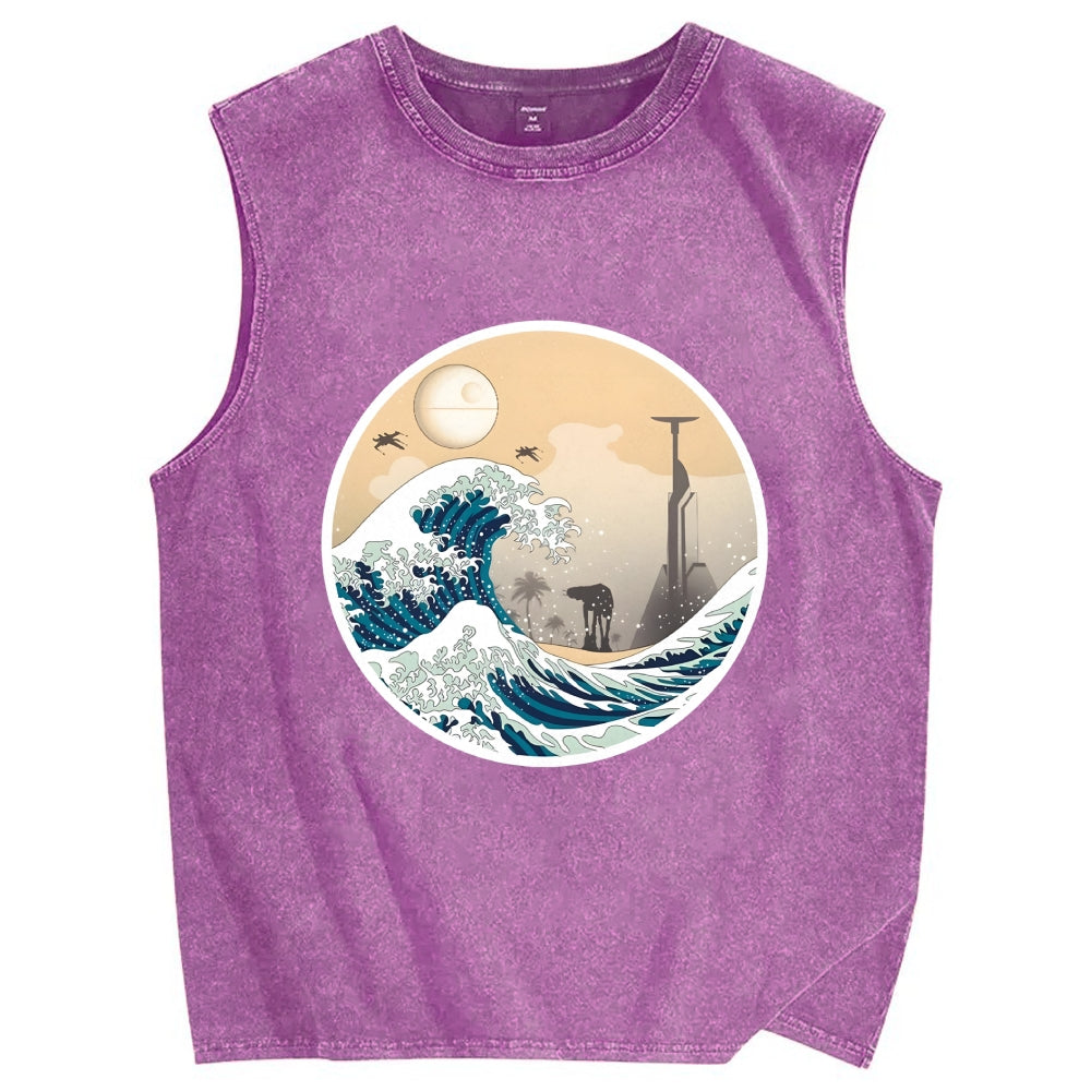 The Great Wave off Scarif Vintage Distressed Washed Tank Top