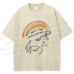 Unisex Imagining Unicorn Printed Washed Tee