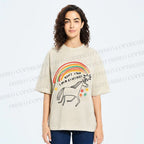 Unisex Imagining Unicorn Printed Washed Tee