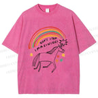 Unisex Imagining Unicorn Printed Washed Tee