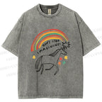 Unisex Imagining Unicorn Printed Washed Tee