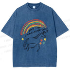 Unisex Imagining Unicorn Printed Washed Tee