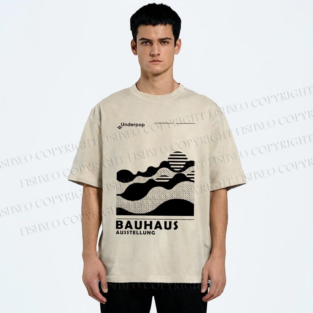 Unisex Bauhaus Sunrise Printed Washed Tee