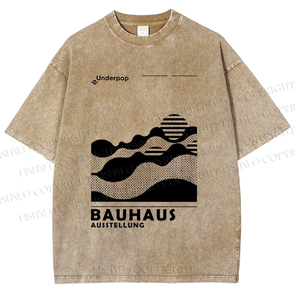 Unisex Bauhaus Sunrise Printed Washed Tee
