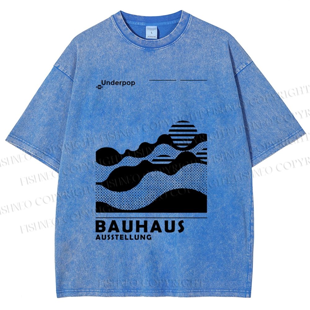 Unisex Bauhaus Sunrise Printed Washed Tee