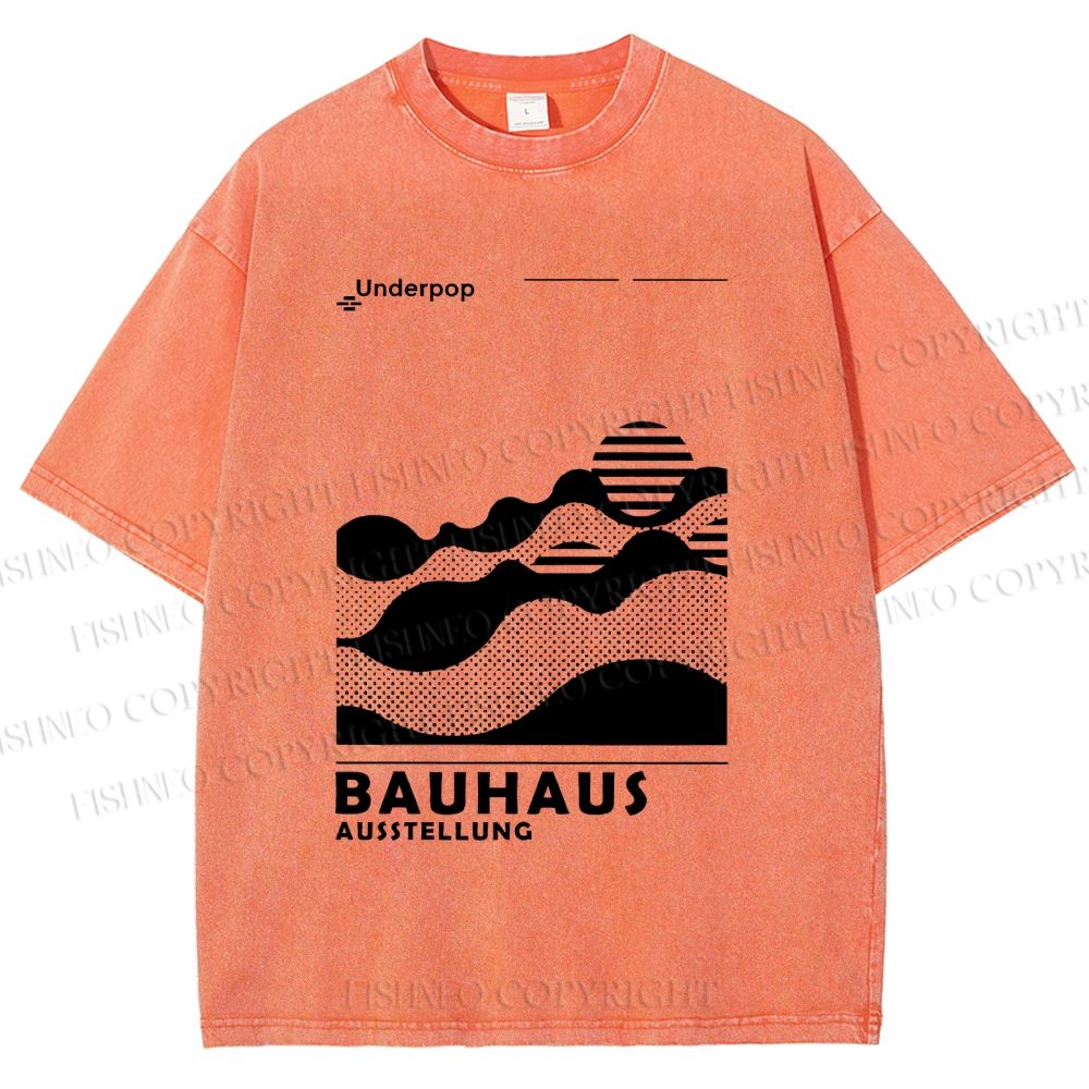 Unisex Bauhaus Sunrise Printed Washed Tee