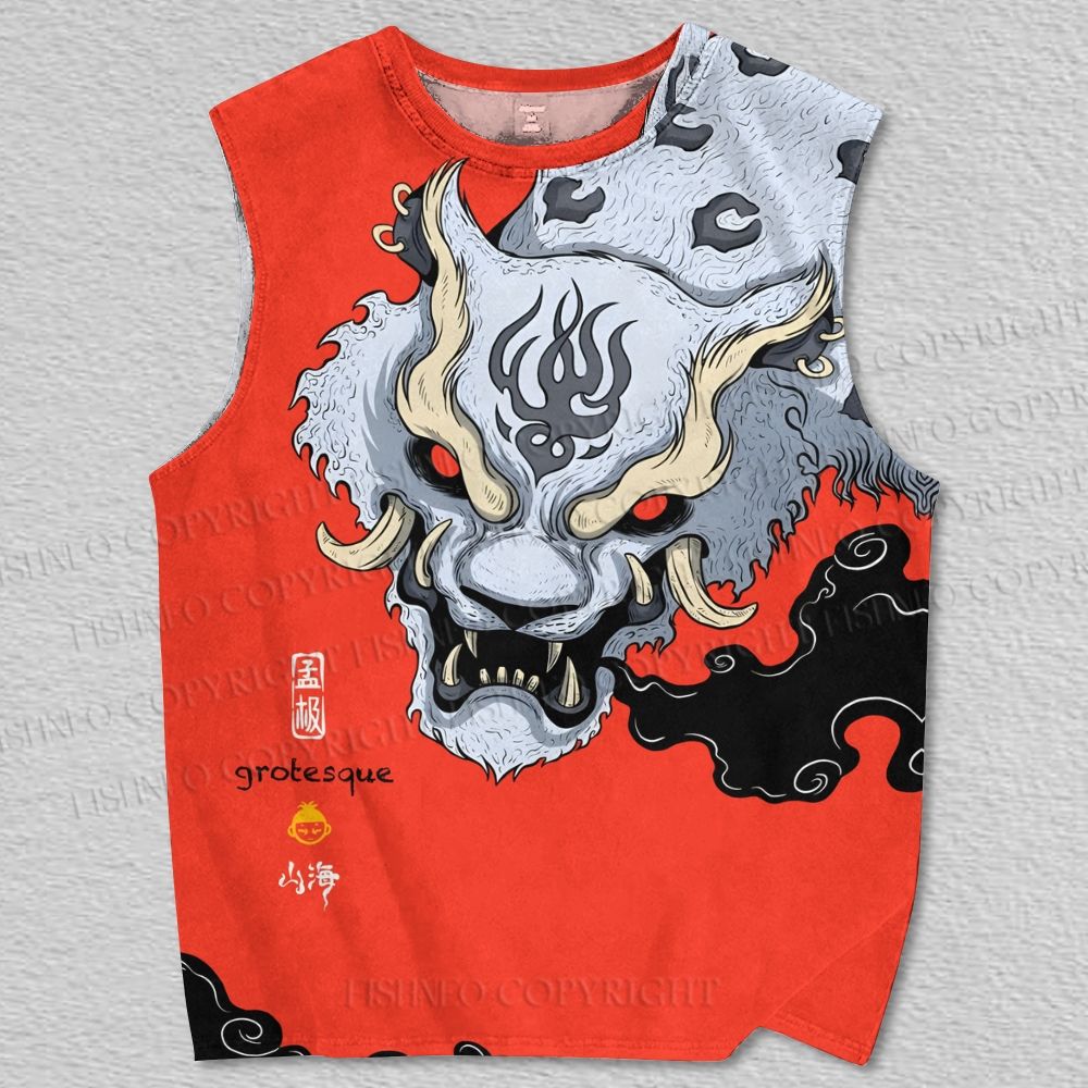 Unisex Ghost Lion Printed Tank Top