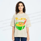 Unisex Super Ramen World Printed Washed Tee