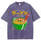 Unisex Super Ramen World Printed Washed Tee