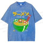 Unisex Super Ramen World Printed Washed Tee