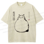 Unisex Chonky Cat Printed Washed Tee