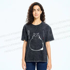 Unisex Chonky Cat Printed Washed Tee