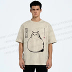 Unisex Chonky Cat Printed Washed Tee