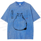 Unisex Chonky Cat Printed Washed Tee