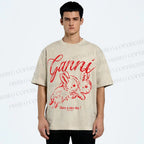 Unisex Relaxing Rabbit Printed Washed Tee
