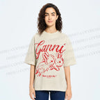 Unisex Relaxing Rabbit Printed Washed Tee