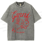 Unisex Relaxing Rabbit Printed Washed Tee