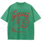 Unisex Relaxing Rabbit Printed Washed Tee