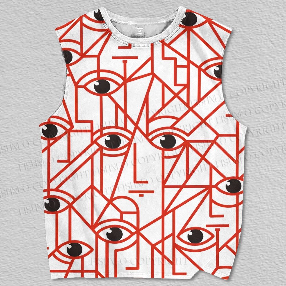 Unisex Line Eyes Printed Tank Top