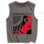 Unisex Bauhaus Eye Design Printed Washed Tank Top