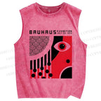 Unisex Bauhaus Eye Design Printed Washed Tank Top