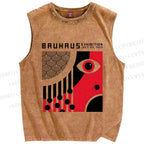 Unisex Bauhaus Eye Design Printed Washed Tank Top