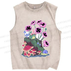 Unisex Silly Frog in Forest Printed Washed Tank Top