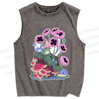 Unisex Silly Frog in Forest Printed Washed Tank Top