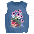 Unisex Silly Frog in Forest Printed Washed Tank Top