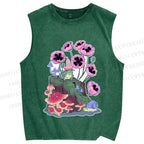 Unisex Silly Frog in Forest Printed Washed Tank Top