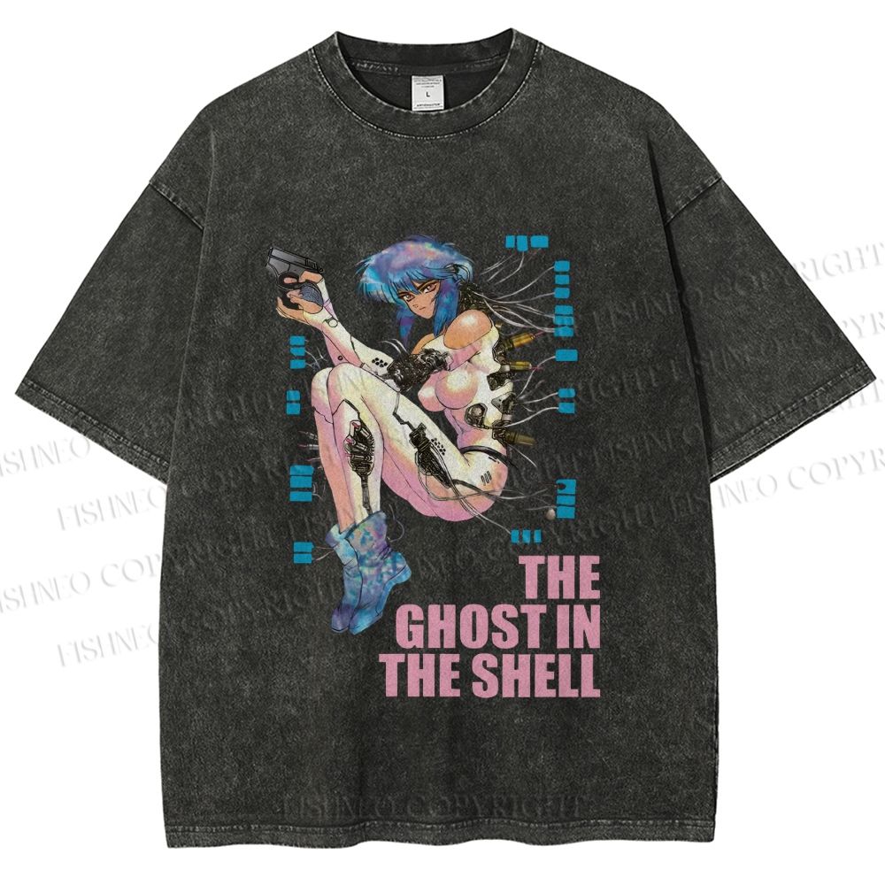 Unisex The Ghost in the Shell Printed Washed Tee