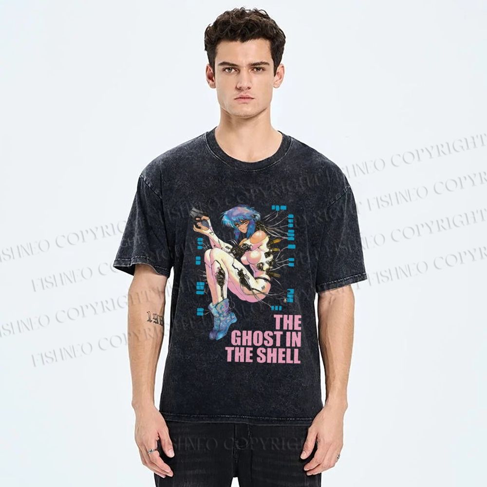 Unisex The Ghost in the Shell Printed Washed Tee