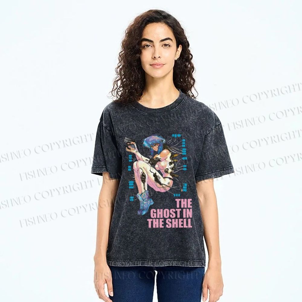Unisex The Ghost in the Shell Printed Washed Tee