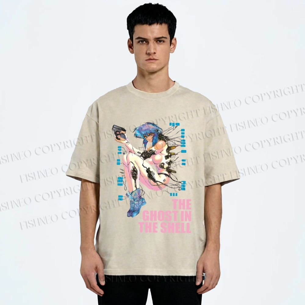 Unisex The Ghost in the Shell Printed Washed Tee