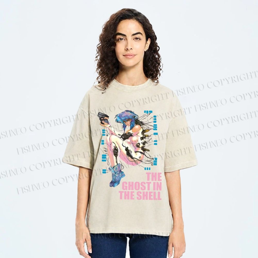Unisex The Ghost in the Shell Printed Washed Tee