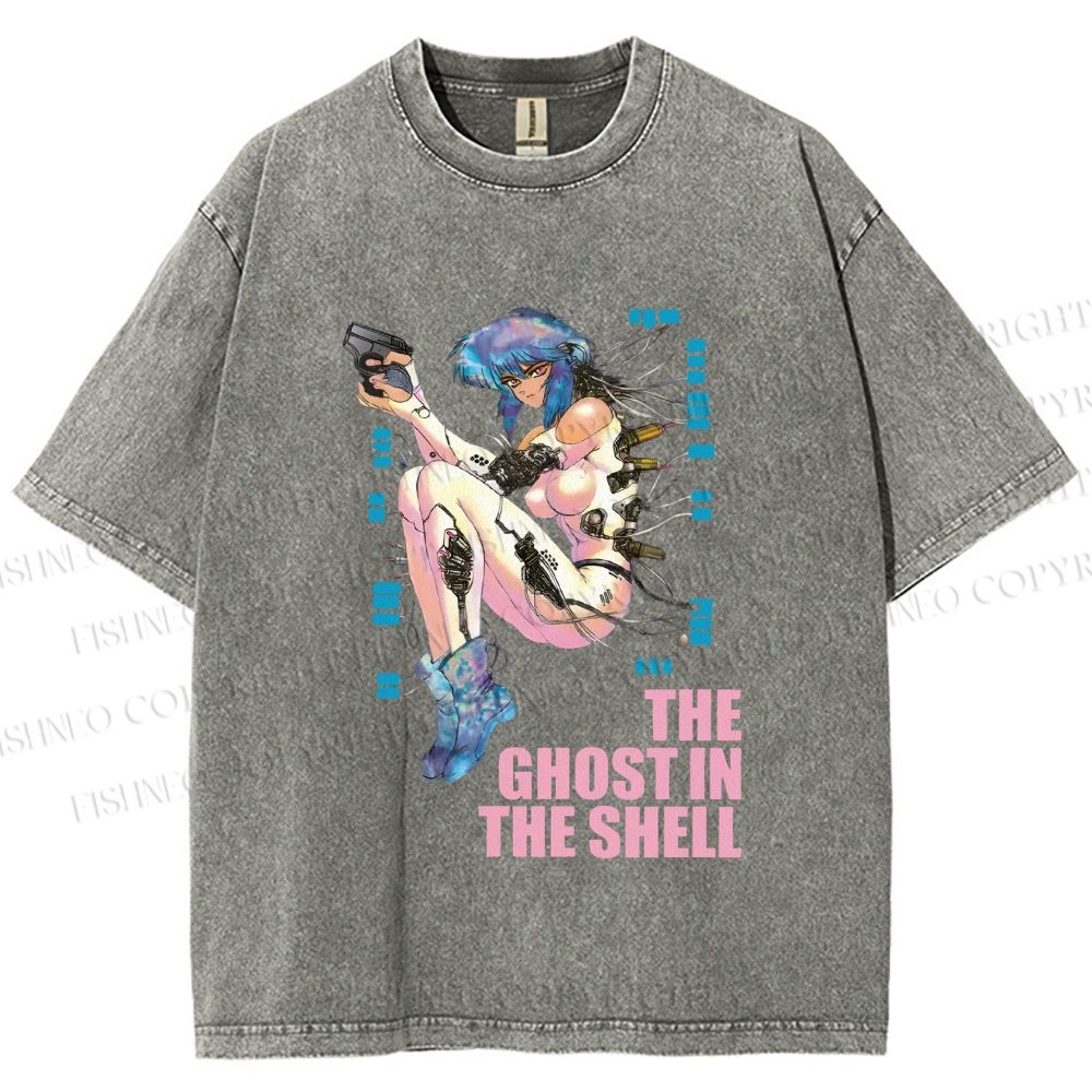Unisex The Ghost in the Shell Printed Washed Tee