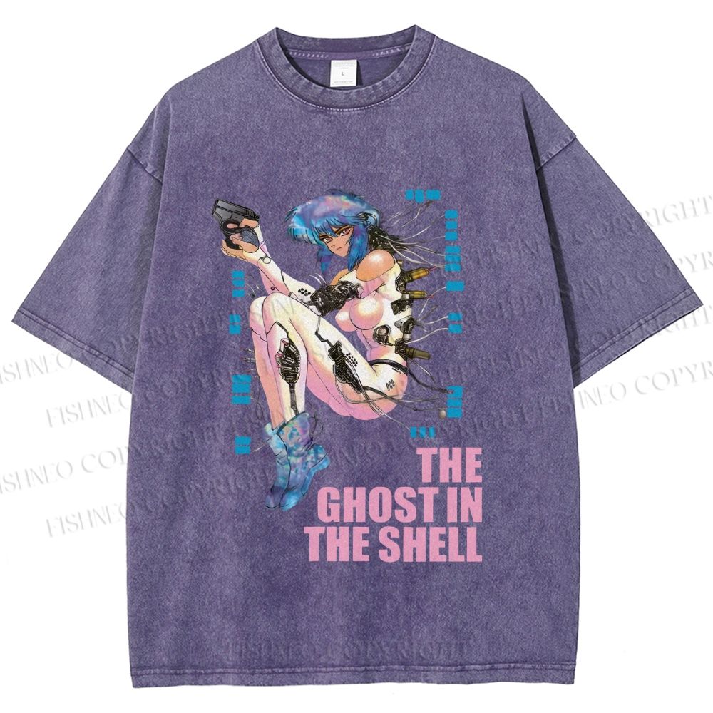 Unisex The Ghost in the Shell Printed Washed Tee