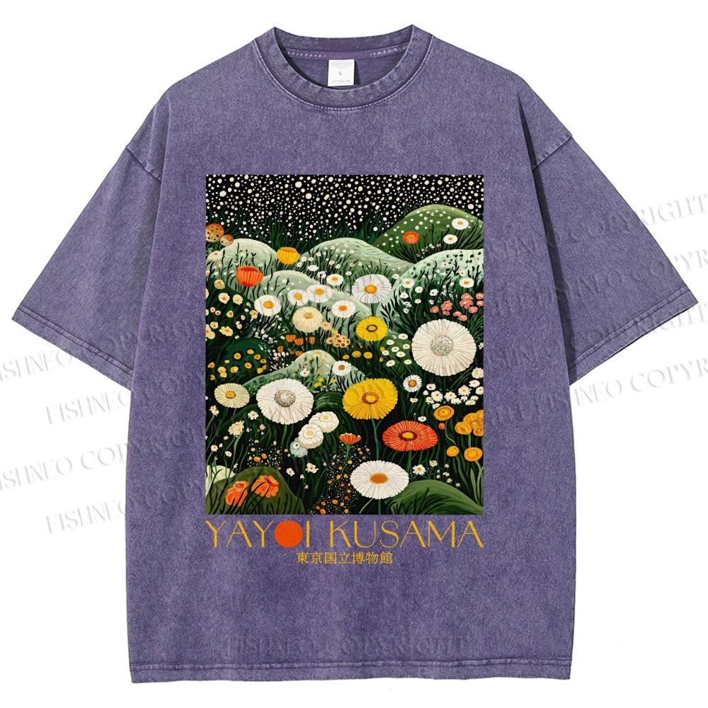 Unisex Yayoi Kusama Flowers in the Valley Printed Washed Tee