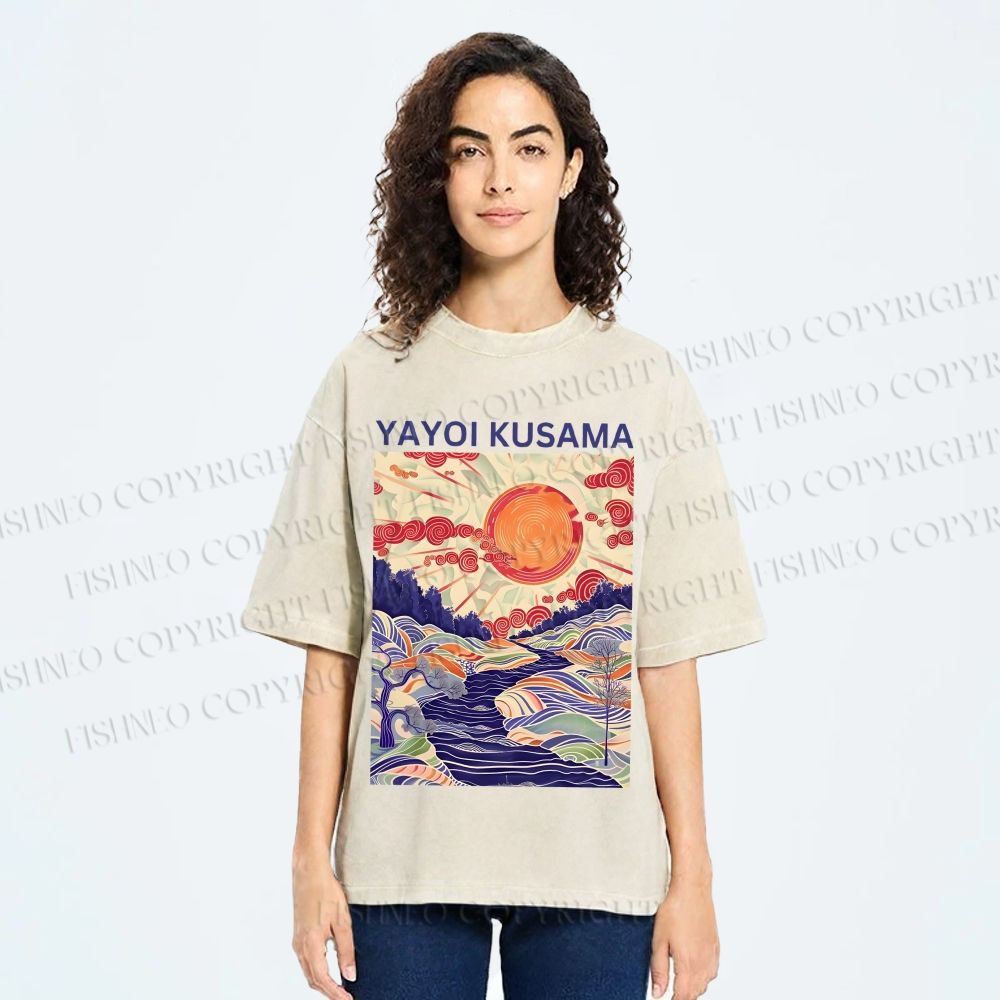 Unisex Yayoi Kusama Creek Printed Washed Tee