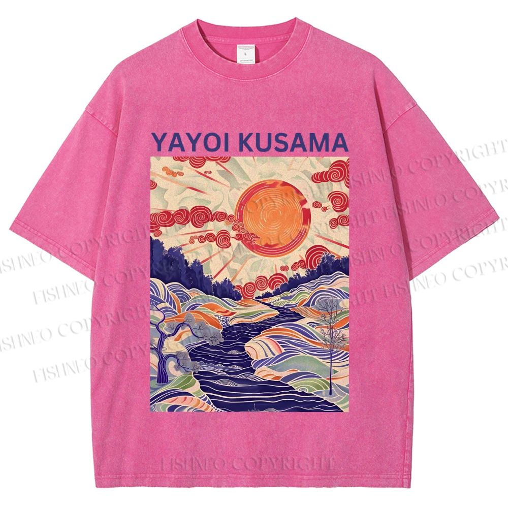 Unisex Yayoi Kusama Creek Printed Washed Tee