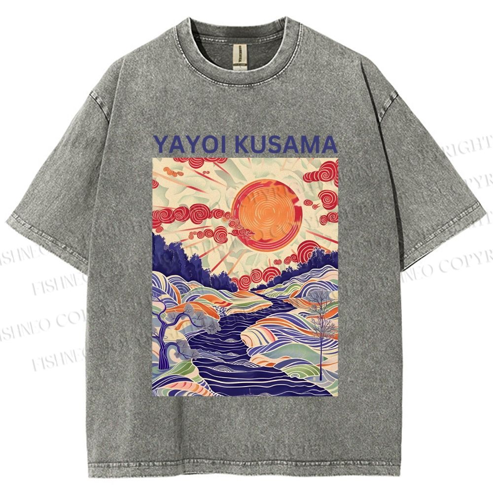 Unisex Yayoi Kusama Creek Printed Washed Tee
