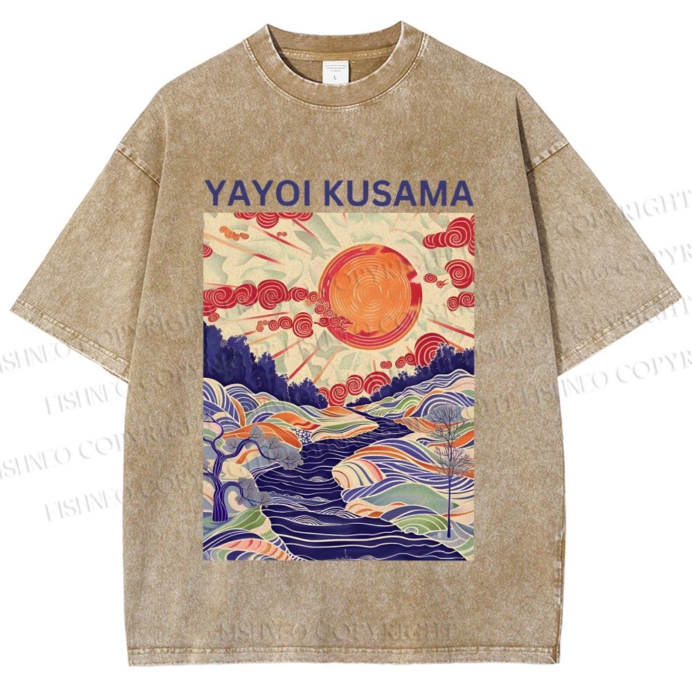 Unisex Yayoi Kusama Creek Printed Washed Tee
