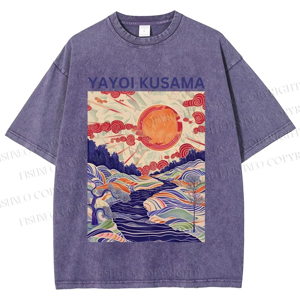 Unisex Yayoi Kusama Creek Printed Washed Tee