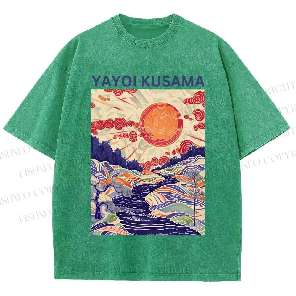 Unisex Yayoi Kusama Creek Printed Washed Tee