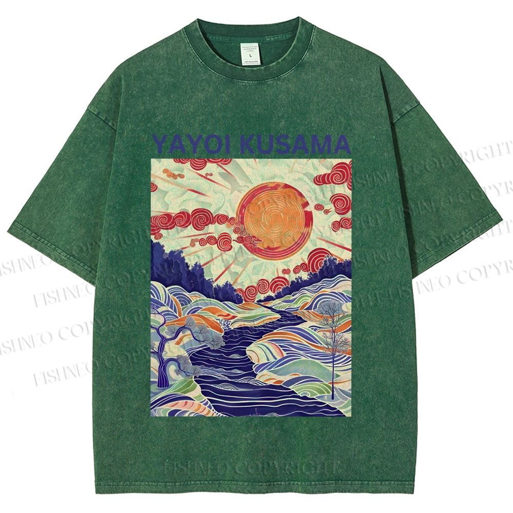 Unisex Yayoi Kusama Creek Printed Washed Tee