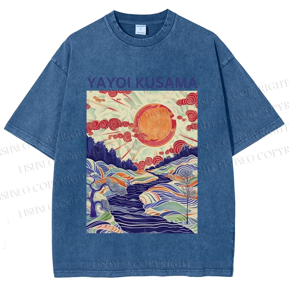 Unisex Yayoi Kusama Creek Printed Washed Tee