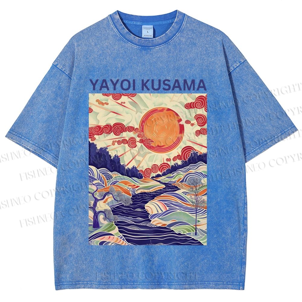 Unisex Yayoi Kusama Creek Printed Washed Tee