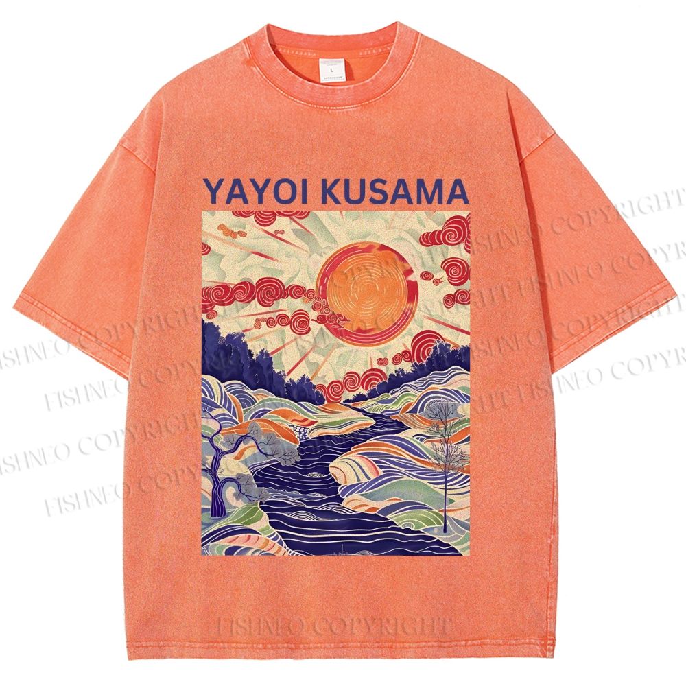 Unisex Yayoi Kusama Creek Printed Washed Tee