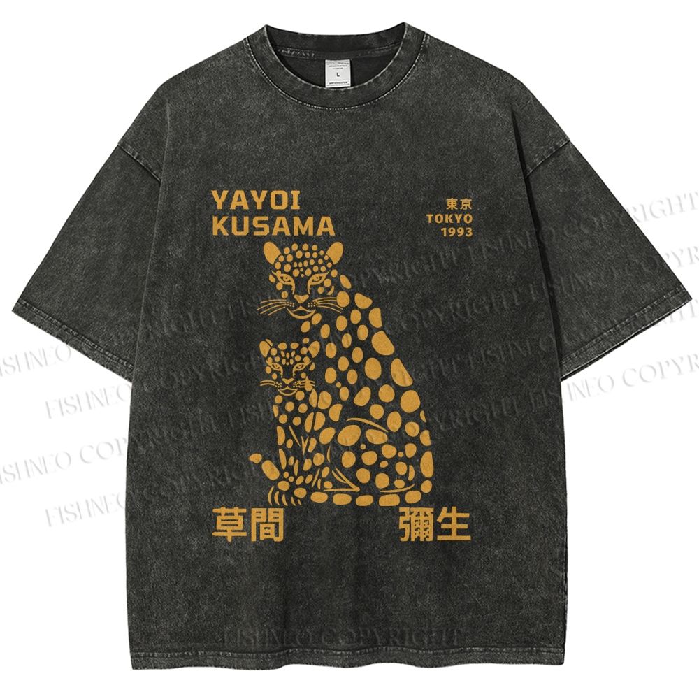 Unisex Yayoi Kusama Panthers Printed Washed Tee