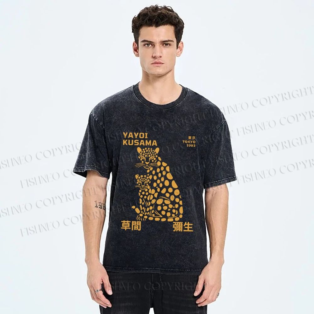Unisex Yayoi Kusama Panthers Printed Washed Tee